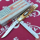 Case XX Cutlery Mini Trapper Pocket Knife Stainless Blades Amber Bone Handle