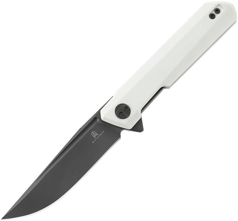 Bestech Knives Bestechman Dundee Linerlock Folding Knife 3.5" D2 Tool Steel Extended Tang Blade White G10 Handle MK01I -Bestech Knives - Survivor Hand Precision Knives & Outdoor Gear Store