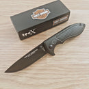 Case XX Harley TecX Linerlock Folding Knife 3" Stainless Steel Blade Black Aluminum Handle 52221
