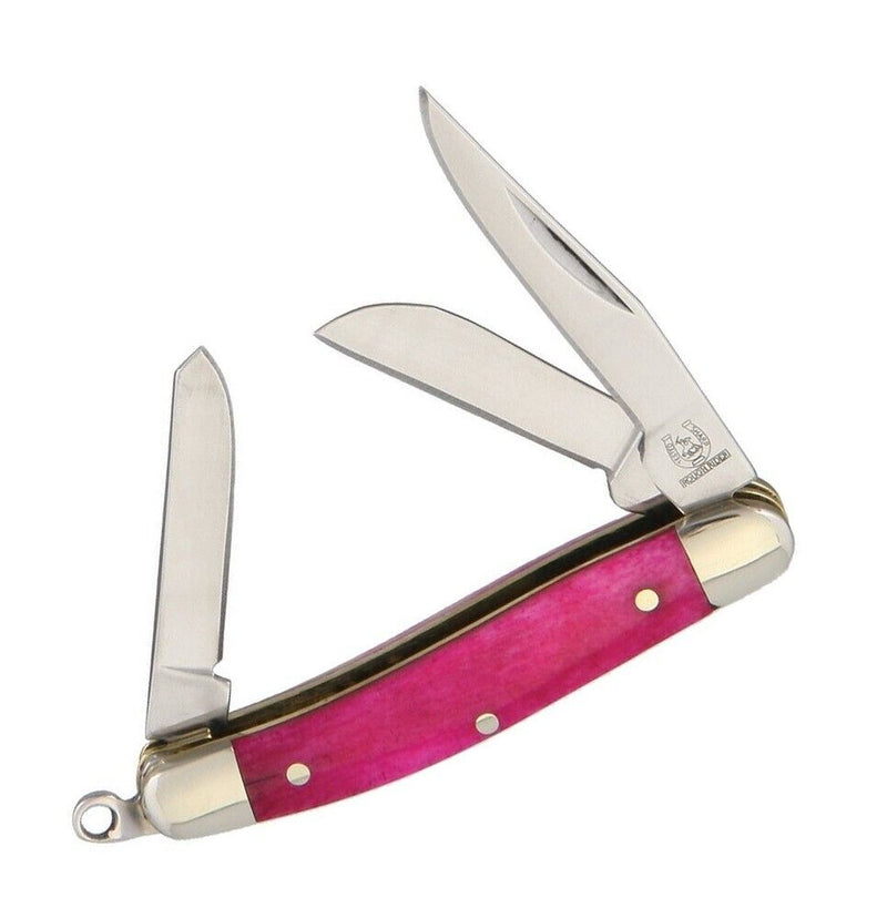 Rough Ryder Tiny Stockman Pocket Knife 440 Steel Clip / Spey And Sheepsfoot Blades Pink Smooth Bone Handle 840 -Rough Ryder - Survivor Hand Precision Knives & Outdoor Gear Store
