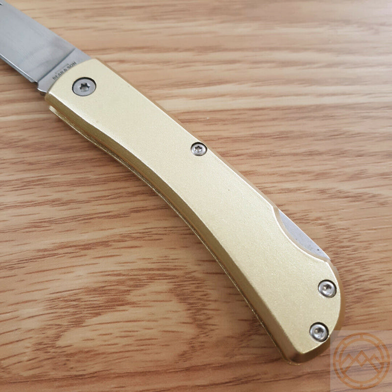 Bear & Son Small Lockback Folding Knife 2.63" Stainless Steel Blade Gold Aluminum Handle C137L -Bear & Son - Survivor Hand Precision Knives & Outdoor Gear Store