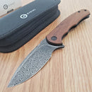 Civivi Mini Praxis Linerlock Folding Knife 3" Damascus Steel Blade Wood Handle