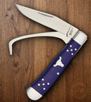 Cattleman's Cutlery Farriers Pocket Knife 3Cr13 Steel Blades Blue Delrin Handle