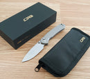 CJRB Pyrite Folding Knife 3.13" AR-RPM9 Steel Drop Point Blade Titanium Handle