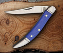 Rough Ryder Small Folding Knife Stainless Steel Toothpick Blade Blue G10 Handle