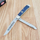 Case XX USMC Trapper Navy Pocket Knife Stainless Steel Blades Jigged Bone Handle 13195
