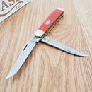 Case XX Mini Trapper Pocket Knife Carbon Steel Blades Red Smooth Synthetic Handle