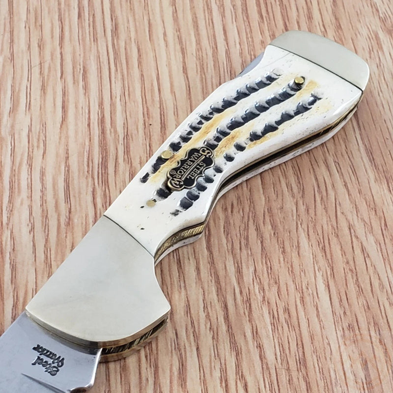 Frost Cutlery Choctaw Lockback Folding Knife 3.5" Stainless Blade Bone Handle