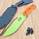 ESEE Model 6 Plain Edge Fixed Knife 5.75" Venom Green Powder Coated 1095HC Steel Blade Orange G10 Handle 6PVG