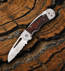 Myerchin Generation 2 Folding Knife 2.5" Serrated German Steel Blade Wood Handle