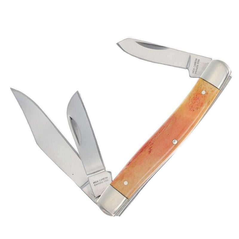 Boker Stockman Pocket Knife High Carbon Steel Blades Orange Smooth Bone Handle 110712 -Boker - Survivor Hand Precision Knives & Outdoor Gear Store