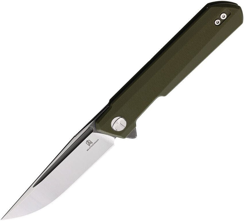 Bestech Knives Bestechman Dundee Linerlock Folding Knife 3.5" D2 Tool Steel Extended Tang Blade Green G10 Handle MK01E -Bestech Knives - Survivor Hand Precision Knives & Outdoor Gear Store