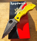 Spyderco Ladybug 3 Salt Knife 1.88" Serrated H2 Steel Blade Yellow FRN Handle