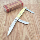Rough Ryder Large Stockman Pocket Knife 440 Steel Blades Yellow Synthetic Handle