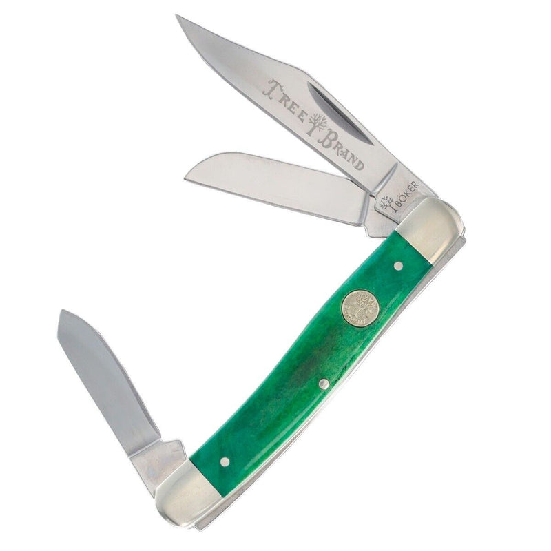 Boker Stockman Pocket Knife High Carbon Steel Blades Lime Green Smooth Bone Handle 110711 -Boker - Survivor Hand Precision Knives & Outdoor Gear Store