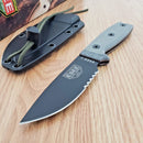 ESEE Model 3 Fixed Knife 3.75" Black Powder Coated Part Serrated 1095HC Steel Blade Micarta Handle 3SB