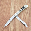 Case XX US Army Trapper Pocket Knife Stainless Steel Blades Natural Bone Handle
