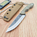 TOPS Mini Scandi Fixed Knife 3" 1095 Steel Full Tang Blade Tan Micarta Handle