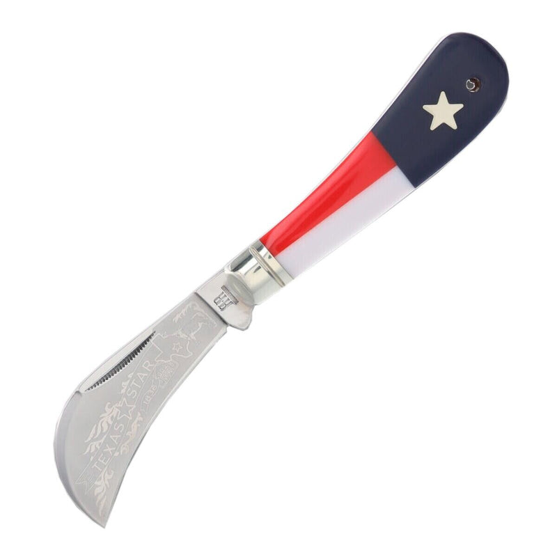 Rough Ryder Texas Star Folding Knife 2.75" 440B Steel Hawkbill Blade Red / White And Blue Smooth Bone Handle 2502 -Rough Ryder - Survivor Hand Precision Knives & Outdoor Gear Store