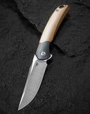 Bestech Knives Supernova Liner Folding Knife 3." Bohler M390 Steel Blade Gold Anodized Titanium Handle