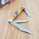 Rough Ryder Stockman Lollipop Pocket Knife Stainless Steel Clip / Sheepsfoot And Spey Blades Multi Synthetic Handle