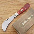 Rough Ryder Hawkbill Folding Knife 440 Stainless Steel Blade Red Jigged Bone Handle
