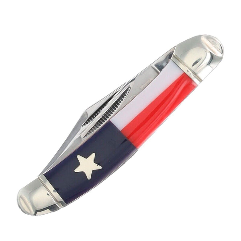 Rough Ryder Texas Star Copperhead Pocket Knife 440A Steel Clip Point Blades Red / White And Blue Smooth Bone Handle 2506 -Rough Ryder - Survivor Hand Precision Knives & Outdoor Gear Store