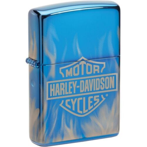 Zippo Lighter Harley Davidson Fire Windproof High Polish Blue All Metal One Piece Construction 0.5" x 2.25" 20105 -Zippo - Survivor Hand Precision Knives & Outdoor Gear Store