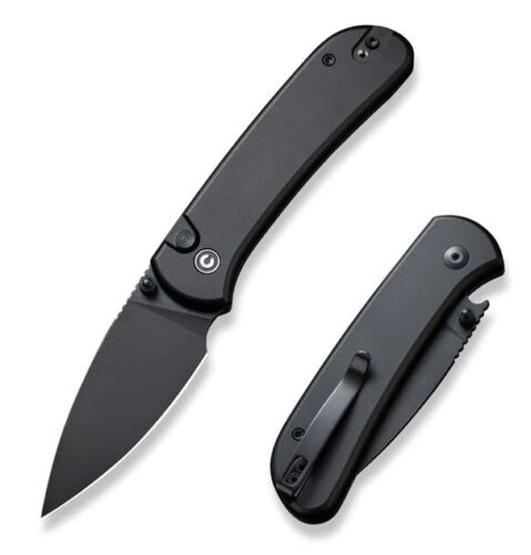 Civivi Qubit Button Lock Folding Knife 3" 14C28N Steel Drop Point Blade Black Aluminum Handle 22030E1 -Civivi - Survivor Hand Precision Knives & Outdoor Gear Store