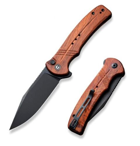 Civivi Cogent Button Lock Folding Knife 3.5" 14C28N Steel Clip Point Blade Guibourtia Wood Handle 20038D8 -Civivi - Survivor Hand Precision Knives & Outdoor Gear Store