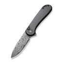 Civivi Elementum II Button Lock Folding Knife 3" Damascus Steel Drop Point Blade Carbon Fiber Overlay On Black G10 Handle 18062PBDS1 -Civivi - Survivor Hand Precision Knives & Outdoor Gear Store