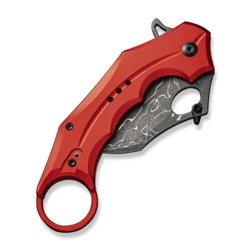 Civivi Incisor II Linerlock Folding Knife 2" Damascus Steel Karambit Blade Red Aluminum Handle 16016BDS1 -Civivi - Survivor Hand Precision Knives & Outdoor Gear Store