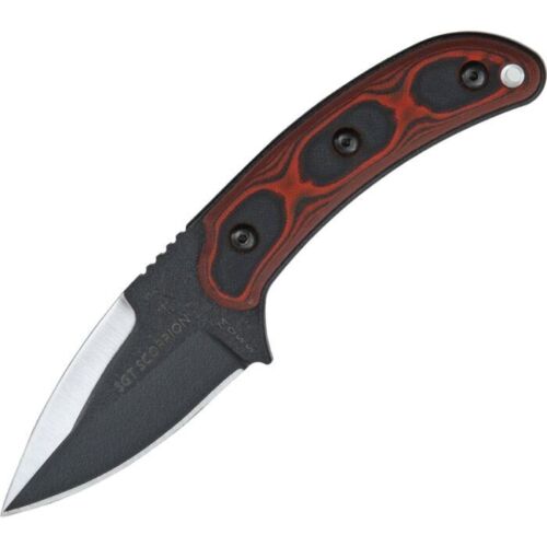 TOPS Sgt Scorpion Fixed Knife 3.25" Black Traction Coated 1095 Carbon Steel Blade Red And Black Micarta Handle SGTS01 -TOPS - Survivor Hand Precision Knives & Outdoor Gear Store