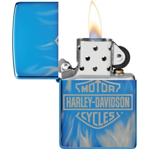 Zippo Lighter Harley Davidson Fire Windproof High Polish Blue All Metal One Piece Construction 0.5" x 2.25" 20105 -Zippo - Survivor Hand Precision Knives & Outdoor Gear Store