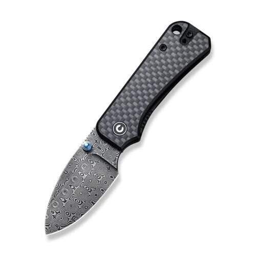 Civivi Baby Banter Linerlock Folding Knife 2.38" Damascus Steel Blank Hand Rubbed Blade Black G10 / Carbon Fiber Handle 19068SDS1 -Civivi - Survivor Hand Precision Knives & Outdoor Gear Store