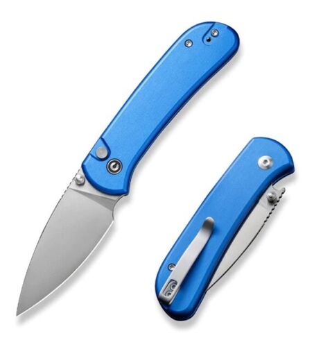 Civivi Qubit Button Lock Folding Knife 3" 14C28N Steel Drop Point Blade Blue Aluminum Handle 22030E3 -Civivi - Survivor Hand Precision Knives & Outdoor Gear Store