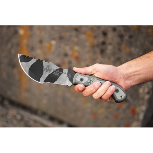 TOPS Tom Brown Tracker Fixed Knife 6.38" 1095HC Steel Sawback / Full Tang Blade Black Linen Micarta Handle TBT010C -TOPS - Survivor Hand Precision Knives & Outdoor Gear Store