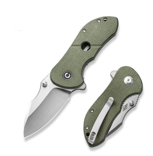 Civivi Gordo Linerlock Folding Knife 2.5" D2 Steel Drop Point Blade Green Canvas Micarta Handle 22018C2 -Civivi - Survivor Hand Precision Knives & Outdoor Gear Store