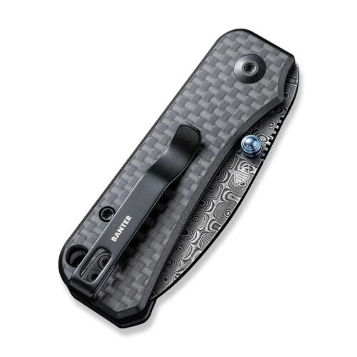 Civivi Baby Banter Linerlock Folding Knife 2.38" Damascus Steel Blank Hand Rubbed Blade Black G10 / Carbon Fiber Handle 19068SDS1 -Civivi - Survivor Hand Precision Knives & Outdoor Gear Store