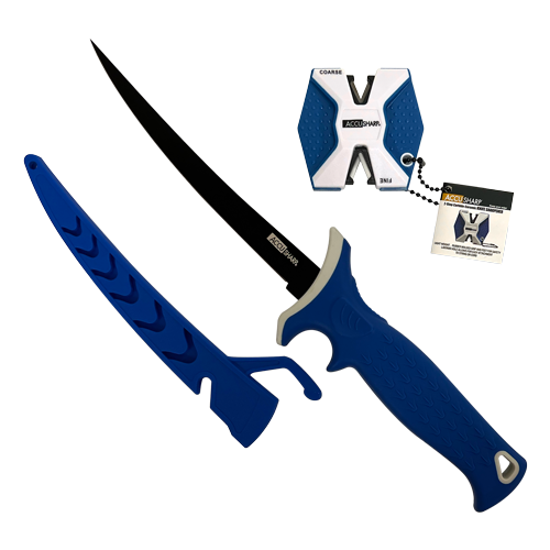 AccuSharp Fillet Kitchen Knife With Sharpener 7" Titanium Coated Stainless Steel Blade Non-Slip Grip / TPR Handle 736C -AccuSharp - Survivor Hand Precision Knives & Outdoor Gear Store