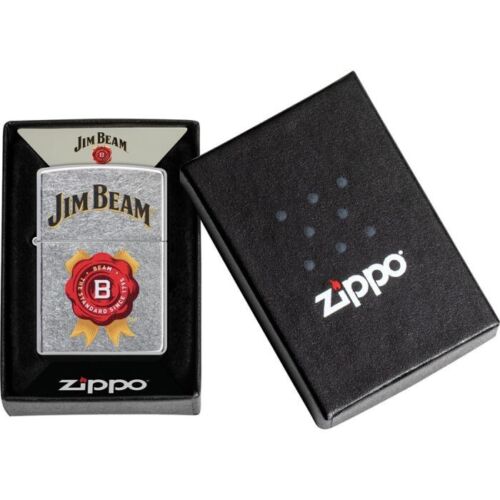 Zippo Lighter Jim Beam Windproof Street Chrome All Metal One Piece Construction 0.5" x 2.25" 17348 -Zippo - Survivor Hand Precision Knives & Outdoor Gear Store