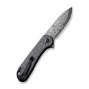 Civivi Elementum II Button Lock Folding Knife 3" Damascus Steel Drop Point Blade Carbon Fiber Overlay On Black G10 Handle 18062PBDS1 -Civivi - Survivor Hand Precision Knives & Outdoor Gear Store