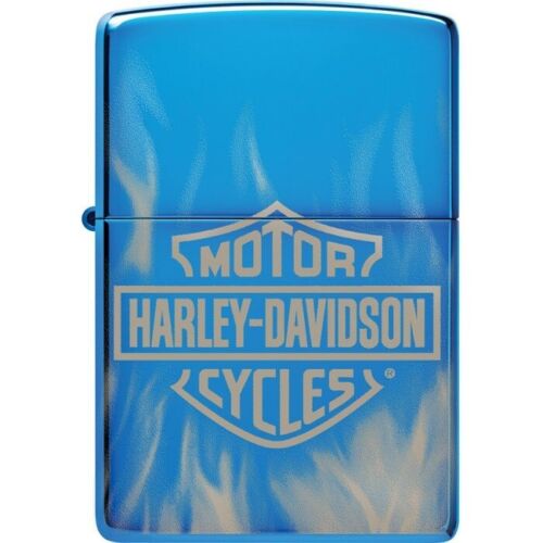 Zippo Lighter Harley Davidson Fire Windproof High Polish Blue All Metal One Piece Construction 0.5" x 2.25" 20105 -Zippo - Survivor Hand Precision Knives & Outdoor Gear Store