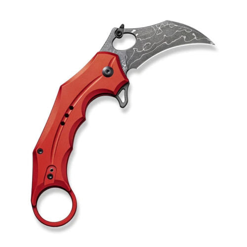 Civivi Incisor II Linerlock Folding Knife 2" Damascus Steel Karambit Blade Red Aluminum Handle 16016BDS1 -Civivi - Survivor Hand Precision Knives & Outdoor Gear Store