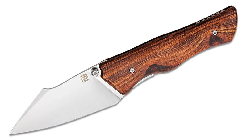 Artisan Ahab Folding Knife 3.31" Satin Finish AR-RPM9 Steel Blade Brown Wood Handle