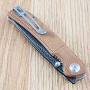 Civivi Imperium Folding Knife 3.5" Damascus Steel Blade Brown Micarta Handle