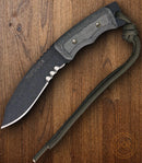 TOPS Mini Eagle XX Fixed Knife 3" 1095HC Steel Blade Black Linen Micarta Handle