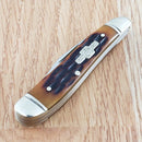 Rough Ryder Peanut Pocket Knife Stainless Steel Blades Amber Jigged Bone Handle