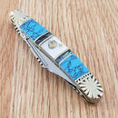 Frost Cutlery Wrangler Pocket Knife Stainless Blades Turquoise/Pearl Handle