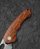 Bestech Knives Skirmish Linerlock Folding Knife 3.25" Damascus Steel Blade Black / Orange G10 Handle